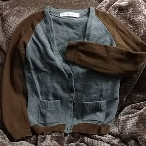 Zaraknits contrast wool cardigan w pockets